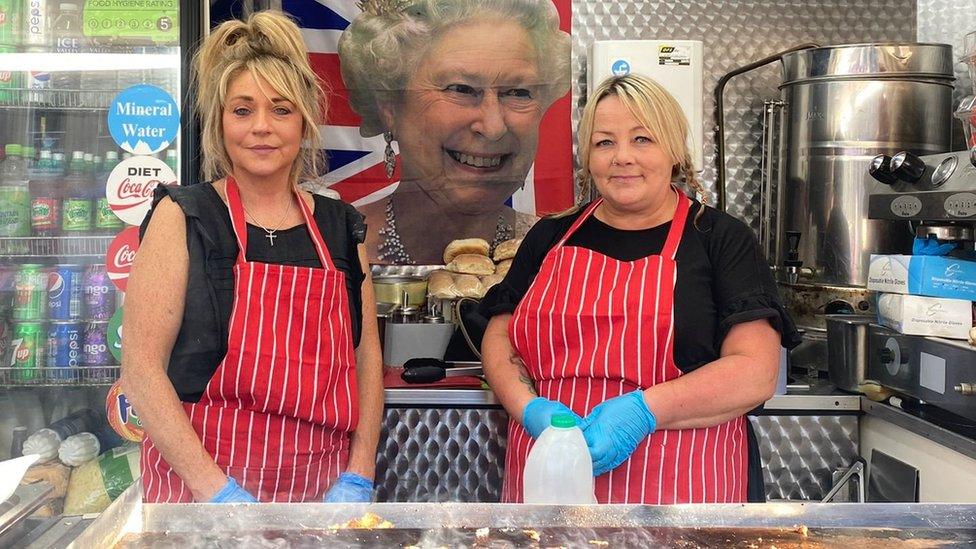 Cheryl Jennings and team member on the food stall at Cornhill