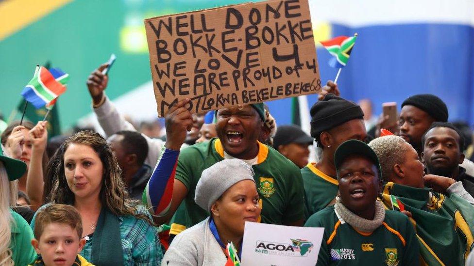 Rugby Union - Rugby World Cup 2023 - South Africa return home after winning the Rugby World Cup - O.R. Tambo Airport, Johannesburg, South Africa - October 31, 2023