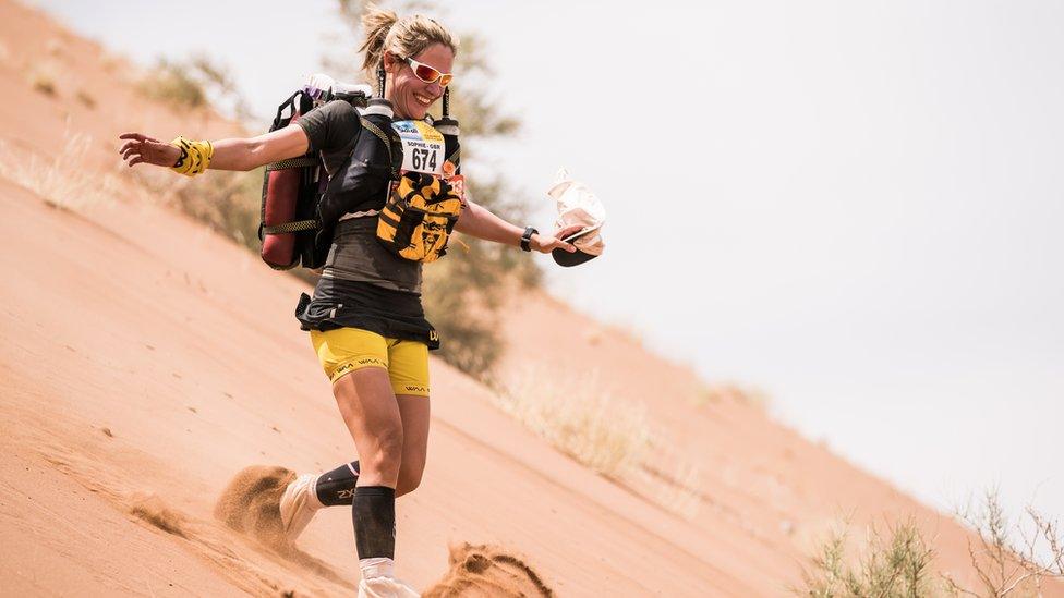 Sophie Raworth running the Marathon des Sables