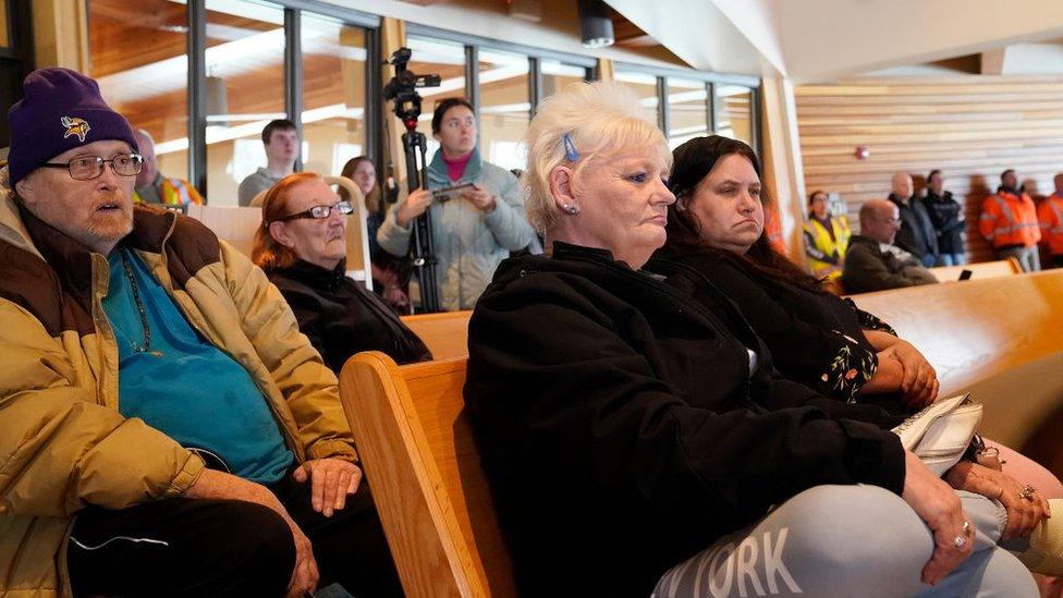 Evacuees at a nearby church after being awoken in the middle of the night