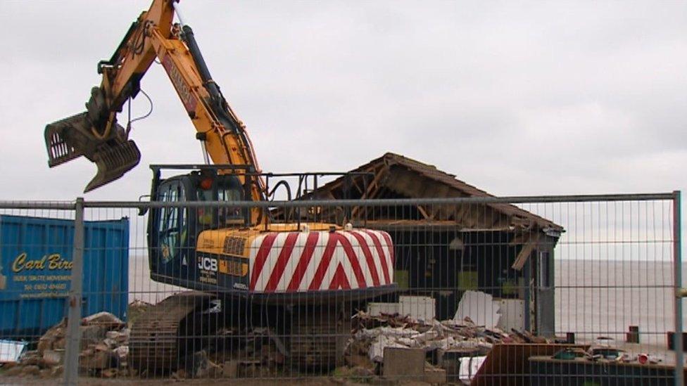 Cafe being demolished, Winterton