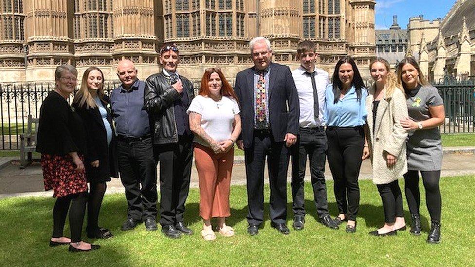 Jade Ward's family and friends with Mark Tami MP