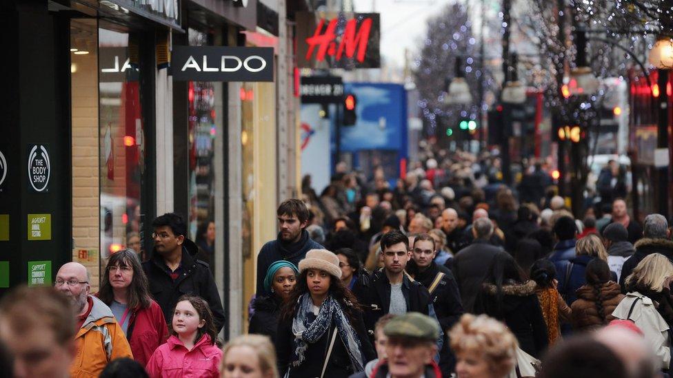 Shoppers on the High Street