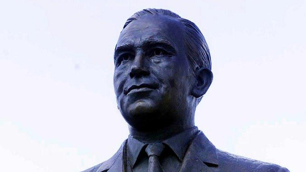 Statue of Sir Alf Ramsey outside Ipswich Town's stadium