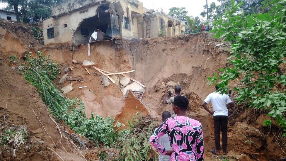 Wreckage caused by floods in DR Congo