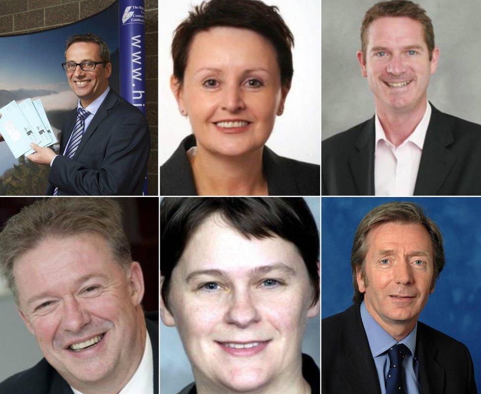 (Clockwise from top left) Highland Council's Steve Barron, Glasgow's Annemarie O'Donnell, Fife Council's Steve Grimmond, Andrew Kerr, of Edinburgh Council, Aberdeen's Angela Scott and Lindsay Freeland, of South Lanarkshire.