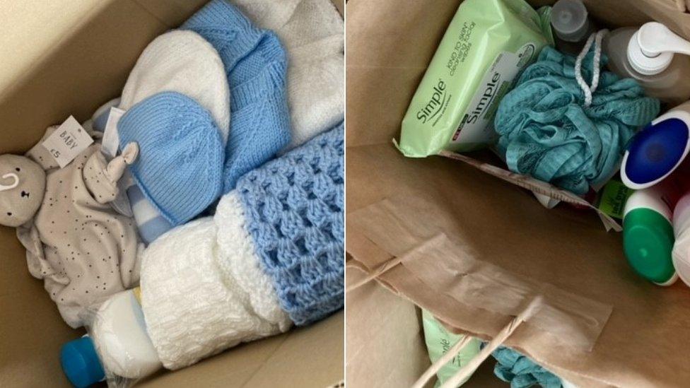 baby clothes and toiletries