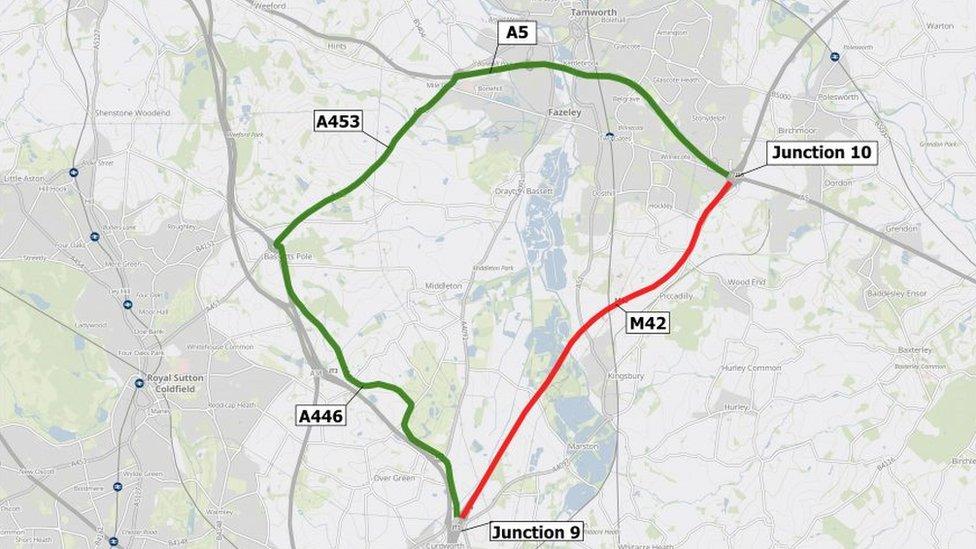 Map showing road closure