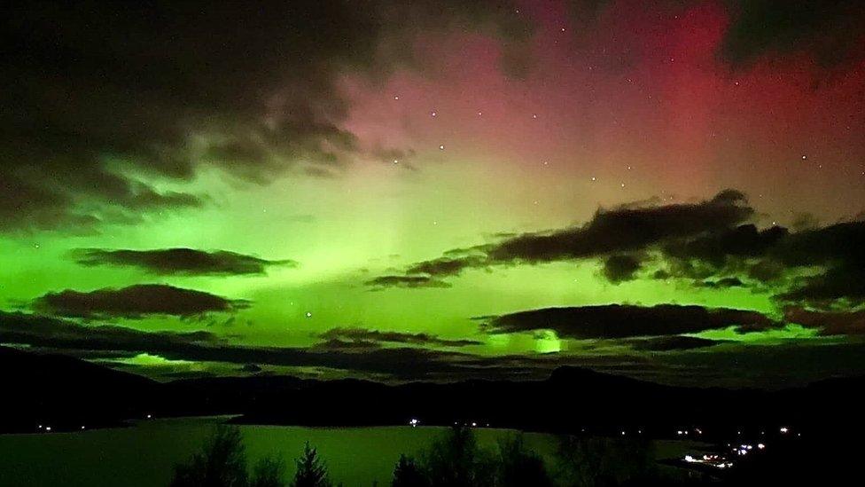 Northern Lights in west Scottish Highlands