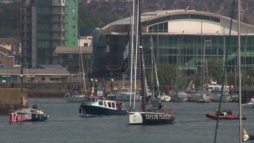 Yachts leaving Plymouth