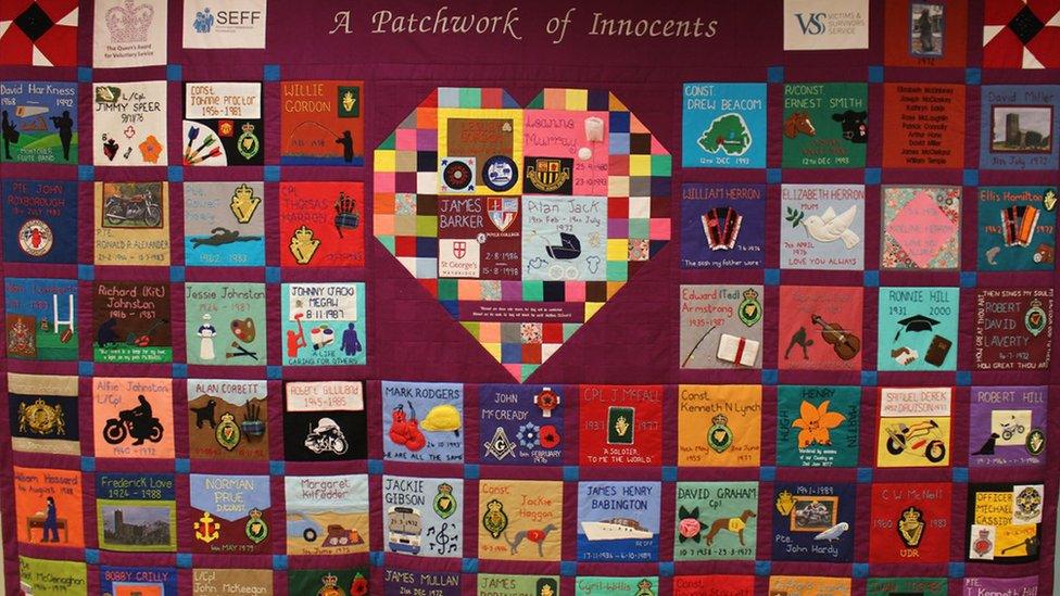 patchwork quilt remembering the youngest victims of Northern Ireland's troubles