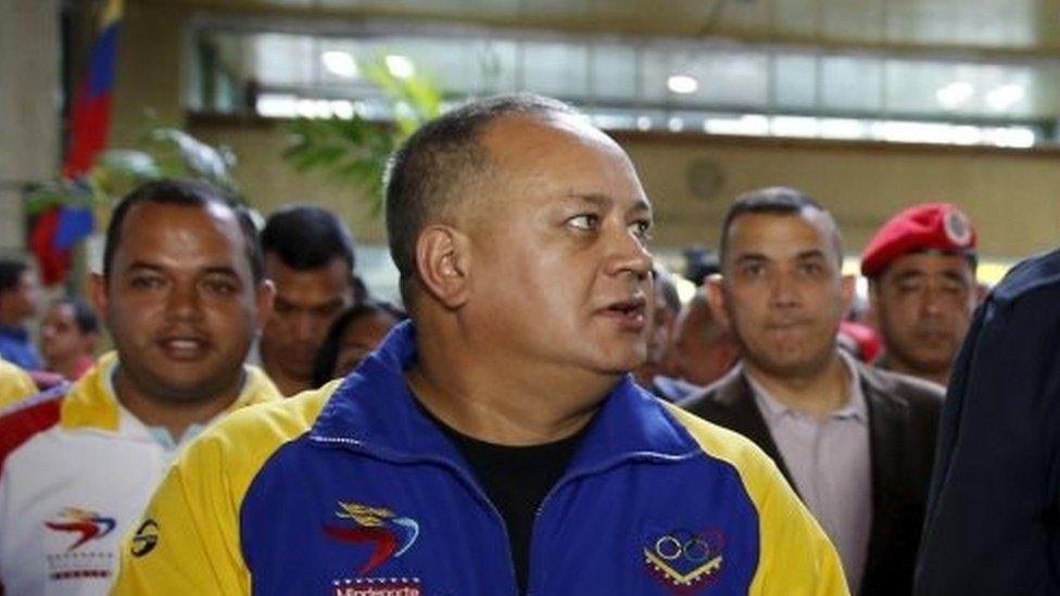 President of the National Assembly Diosdado Cabello after a ceremony at the National Electoral Council (CNE) headquarters in Caracas (26 October 2015)