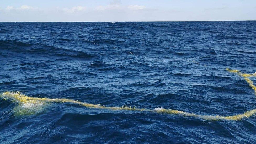 Plastic cord floating in the sea. Pic: The Real Cornish Crab Co