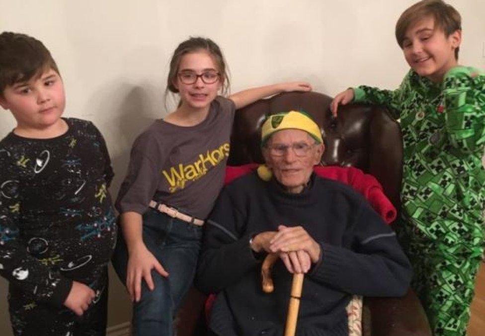 Samuel, Naomi and Lucas with their grandad Barrie Greaves