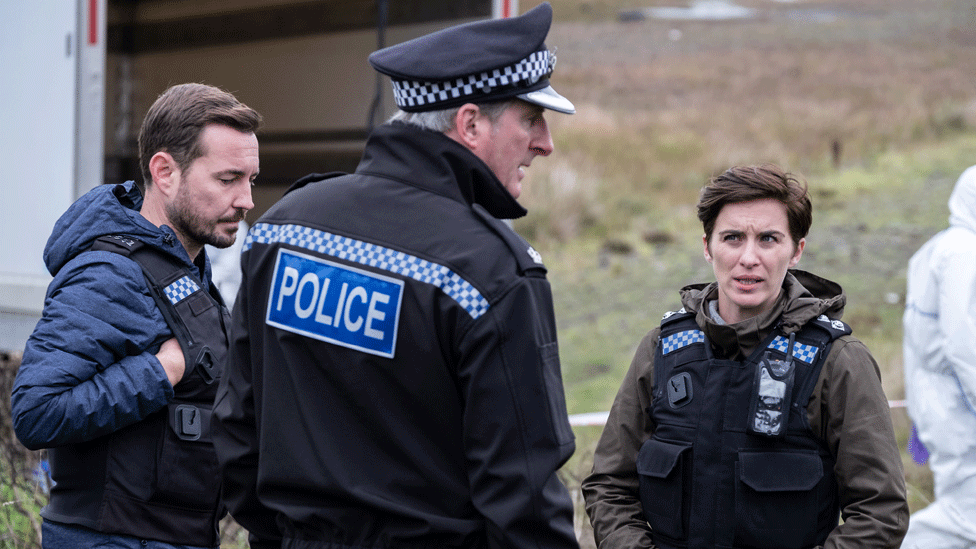 Martin Compston, Adrian Dunbar and Vicky McClure in Line of Duty