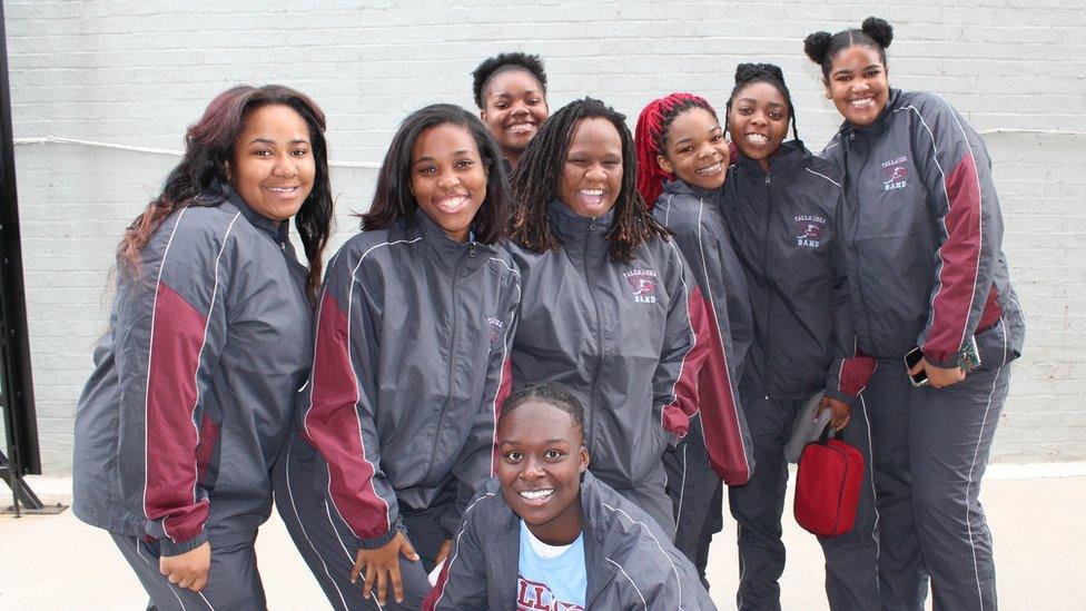 After 19 hours on the bus from Talladega, Alabama, the Marching Tornadoes arrive in Washington