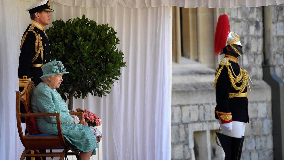 Queen Elizabeth II during her official birthday ceremony at Windsor Castle