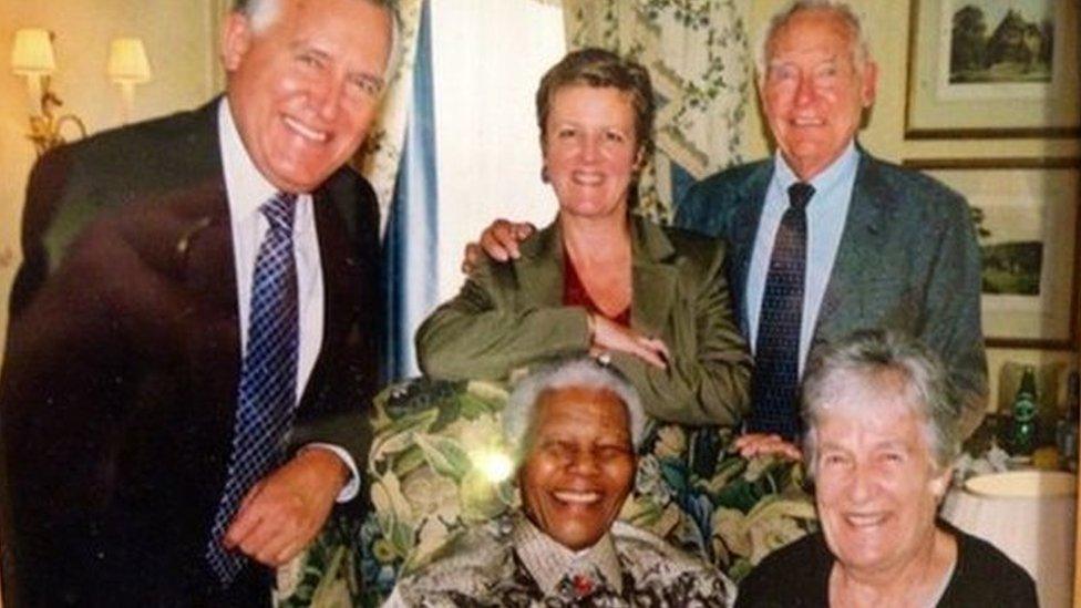 Peter Hain MP, his wife Elizabeth and Adelaine and Walter Hain with Nelson Mandela