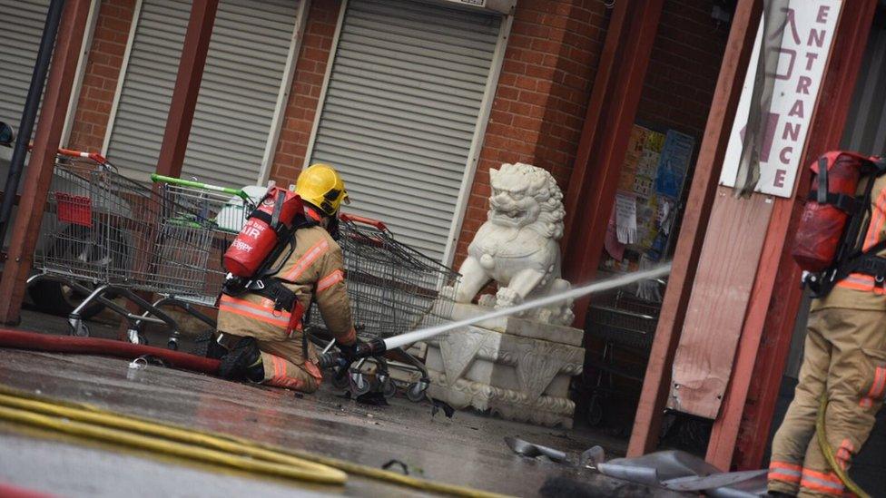 A fire broke out at Wing Fat Cash and Carry in Gorton Road