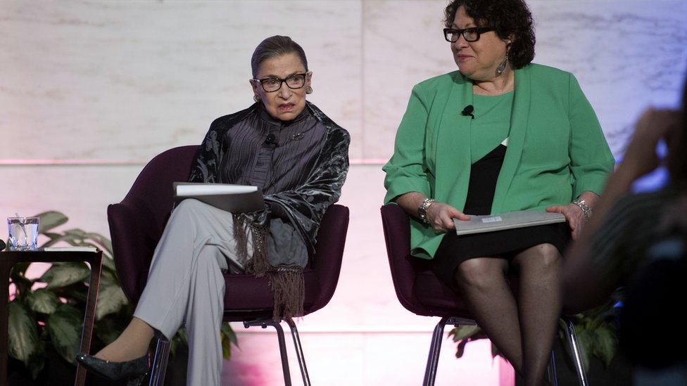 Supreme Court Justices Ruth Bader Ginsburg (left) and Sonia Sotomayor (right)