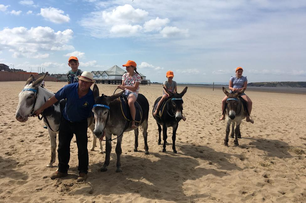 Donkey ride on Weston beach