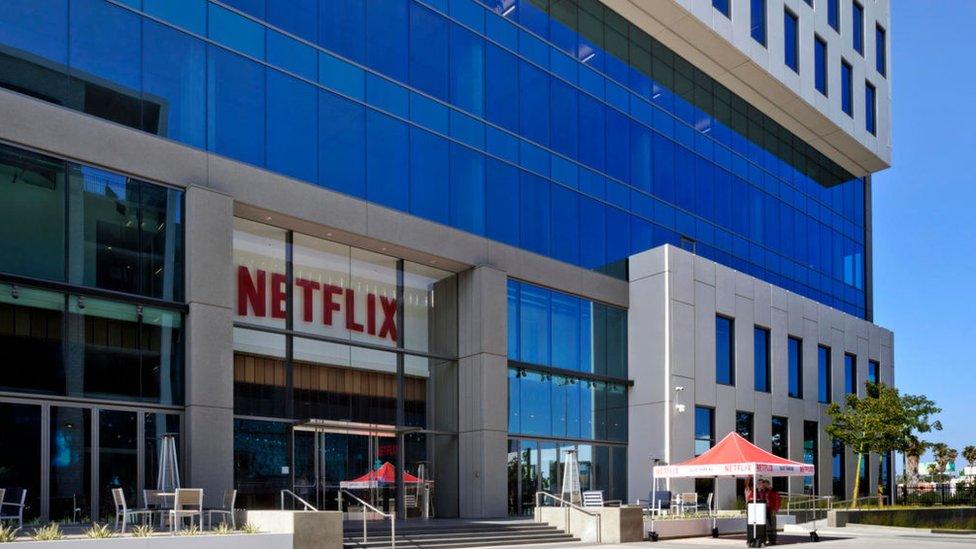 Netflix's headquarters located on Sunset Blvd. on April 20, 2020 in Hollywood, California