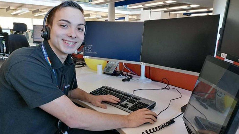 Scott Bowes working in the control room