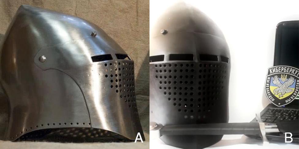 A limited edition hand-made knight's helmet. Dalyant Maximus bought one of these helmets in 2014