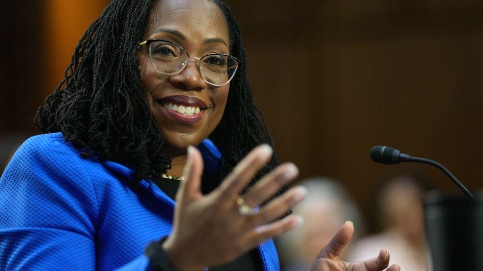 Supreme Court nominee Judge Ketanji Brown Jackson, photographed during her Senate Judiciary Committee confirmation hearing on Capitol Hill on Wednesday, Mar. 23, 2022 in Washington, DC