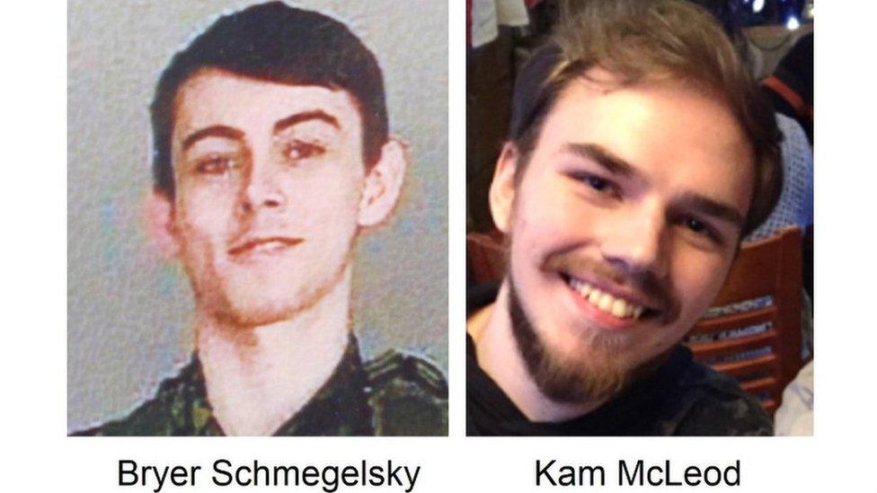 Bryan Schmegelsky (left) and Kam McLeod have been missing since last Friday