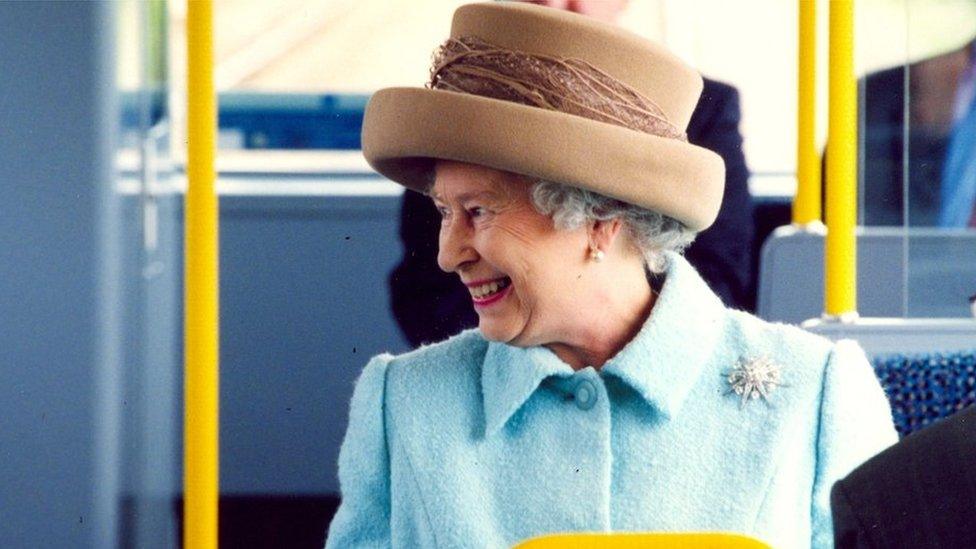 Queen Elizabeth II rides on the new Sunderland to Newcastle Metro Link after officially opening it at the Park Lane interchange, Sunderland.