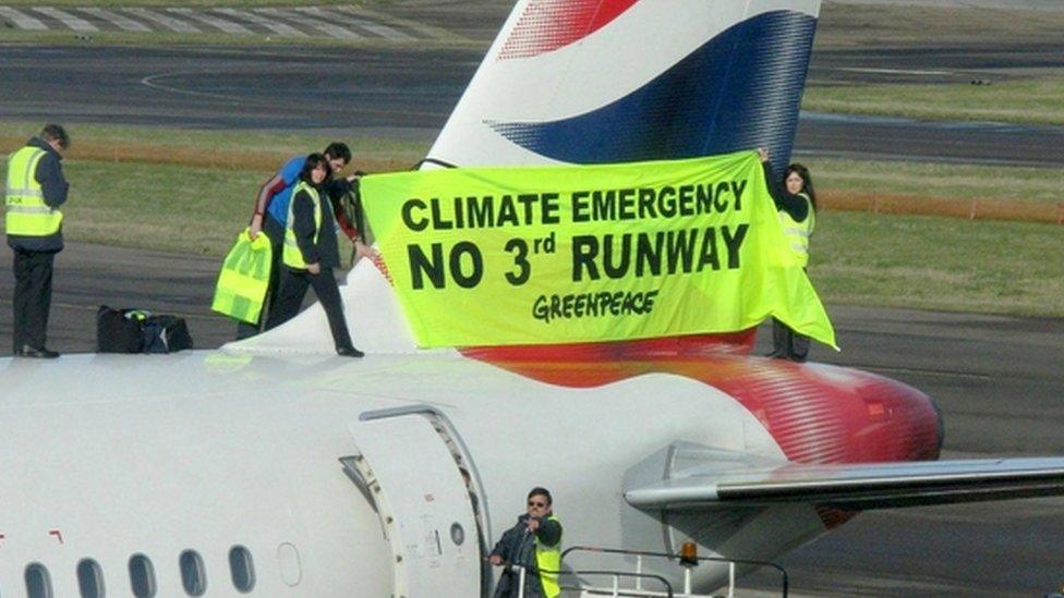 A Greenpeace protest at Heathrow