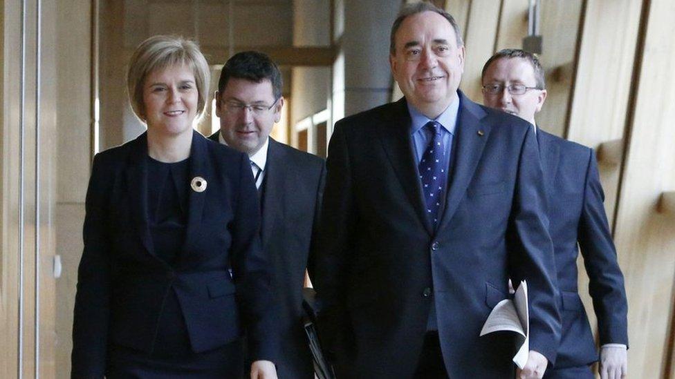 Nicola Sturgeon and Alex Salmond in Holyrood