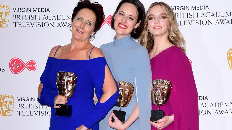 Fiona Shaw, Phoebe Waller Bridge and Jodie Comer