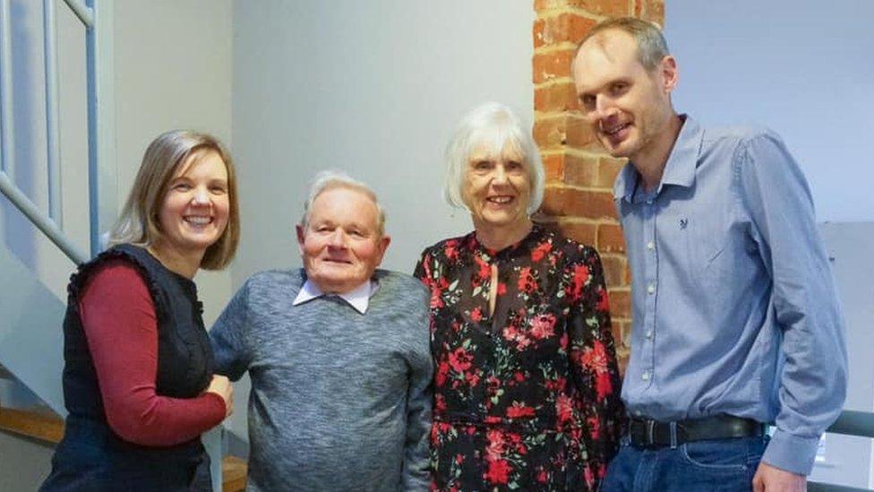 Pat Bewley with daughter Helen Brown (l), wife Beryl and son Paul