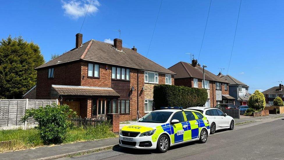 Police at the scene of a dog attack Bedworth