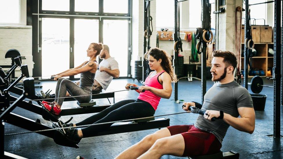 People exercising in a gym