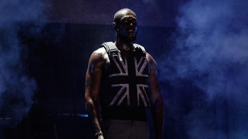 Stormzy in a jacket by Banksy