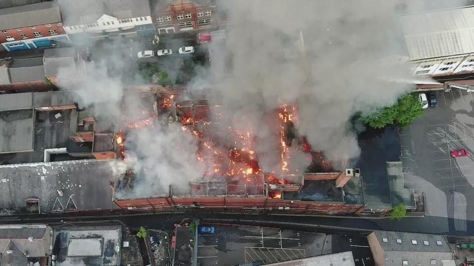 Aerial view of a fire