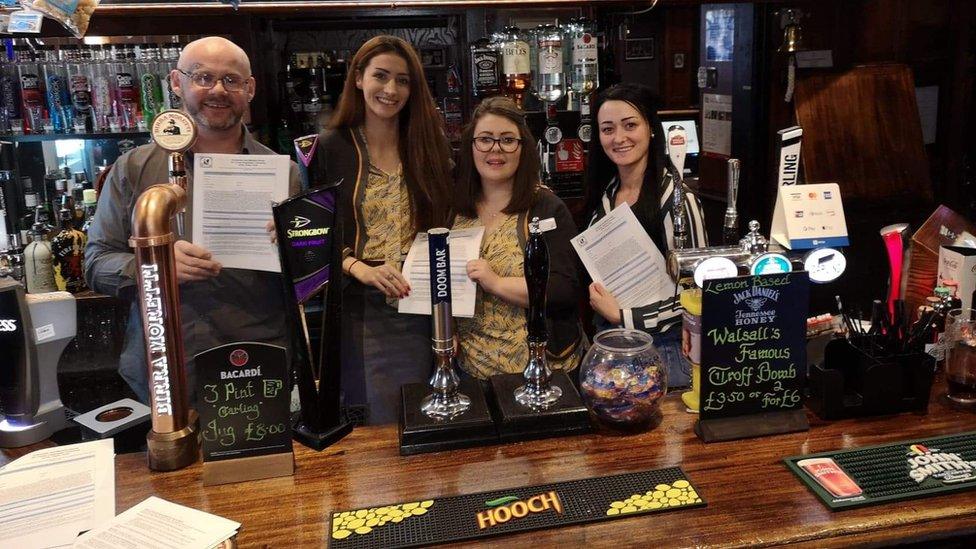 Thomas Cook staff at the Watering Trough in Walsall