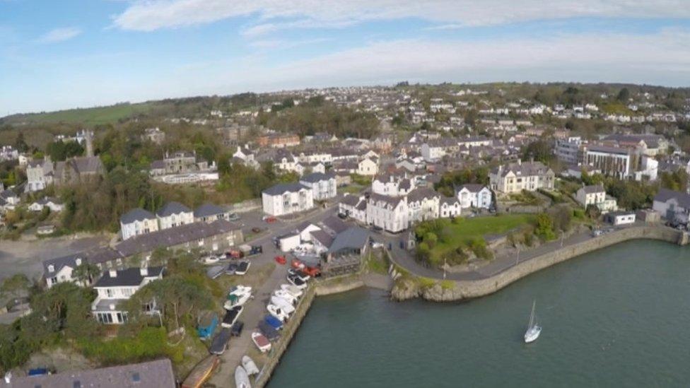 Menai Bridge, Anglesey, from the air