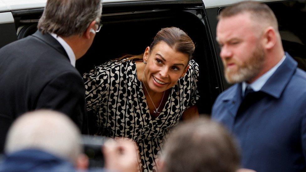 Coleen Rooney and Wayne Rooney arriving at court on Wednesday