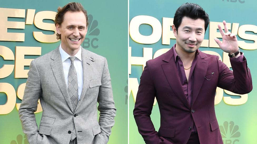 Tom Hiddleston and Simu Liu at the People's Choice Awards on Sunday 19 February in California