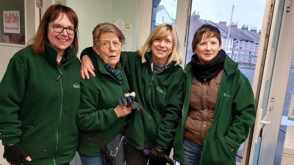 Staff outside the foodbank