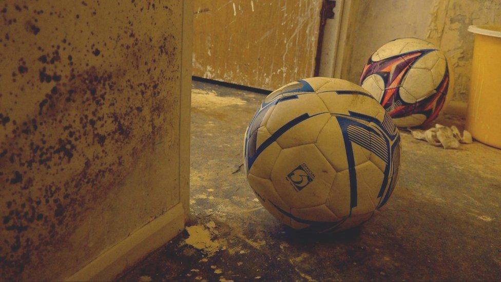 Maesglas FC's changing room