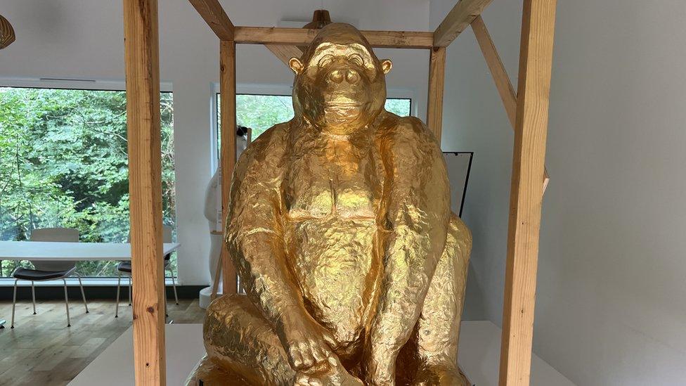 Alfred the gorilla sculpture on display