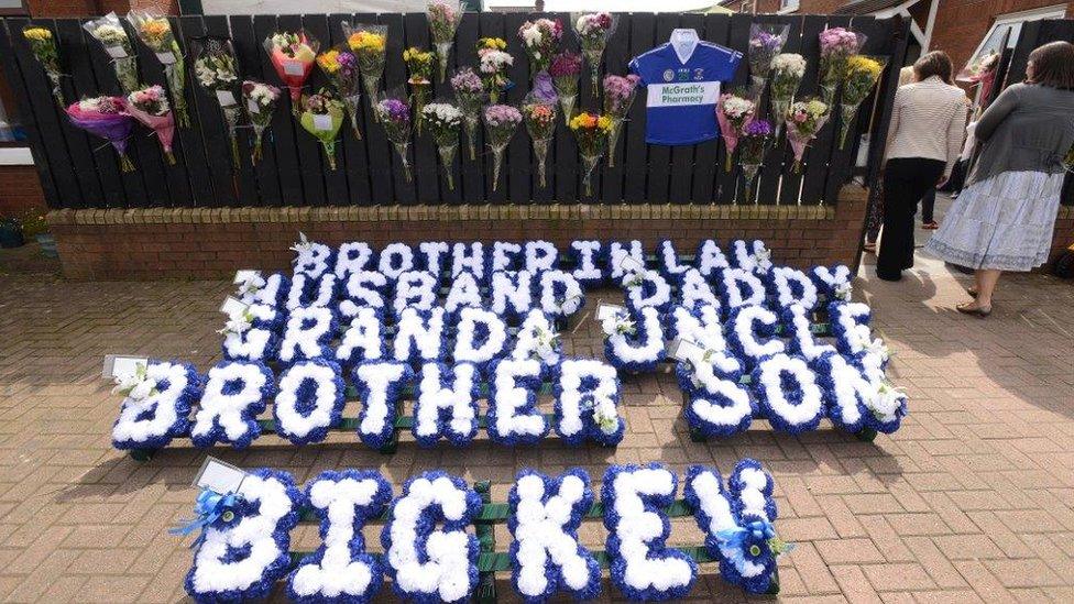 Flowers at scene of Kevin McGuigan murder