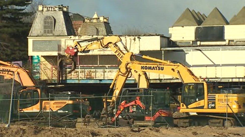 Demolition of damaged sections of the pier began on Wednesday