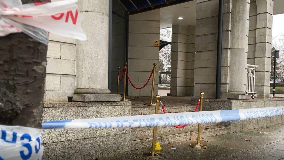 Crime scene at the Atesh restaurant in Milton Keynes