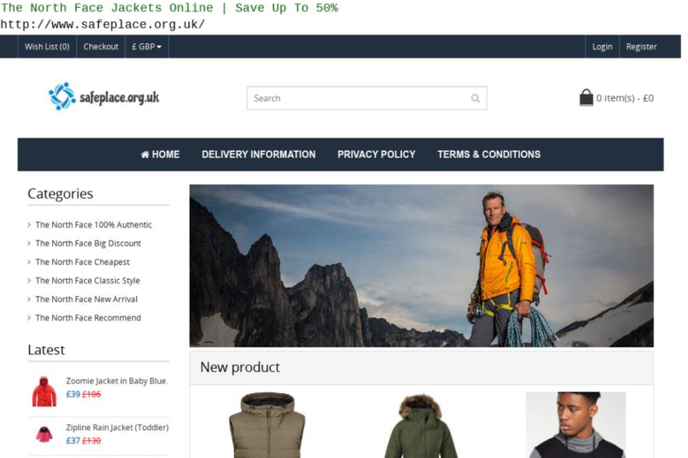 advert for fake online shop